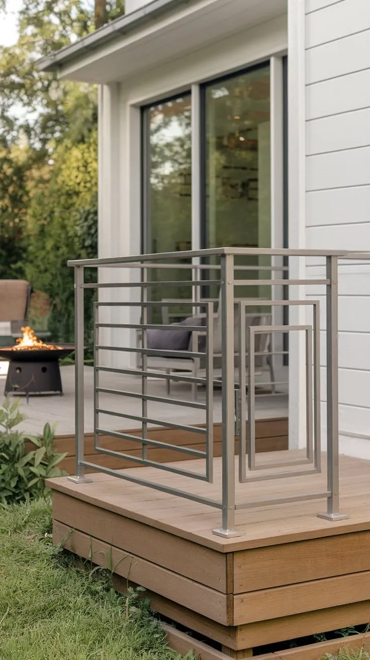 Sleek Metal Railing Elevates Modern Porch Style