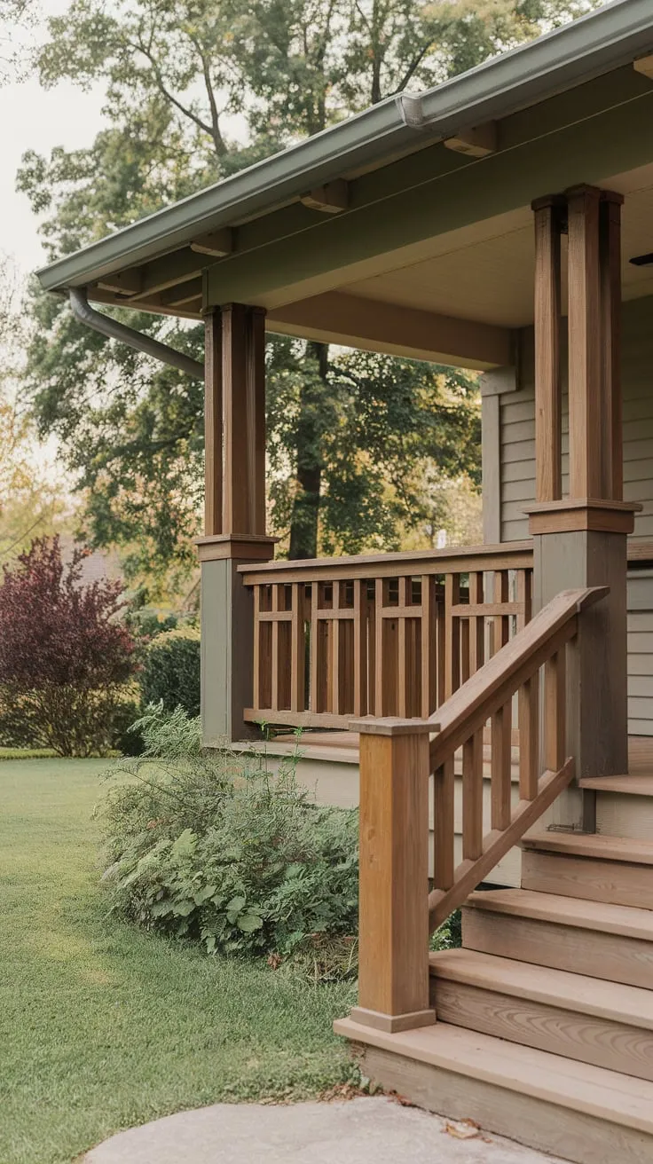 Charming Craftsman Porch with Classic Wood Railings
