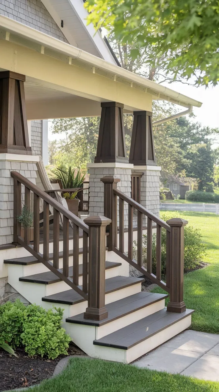 Stylish Front Porch Railings Enhance This Craftsman Home