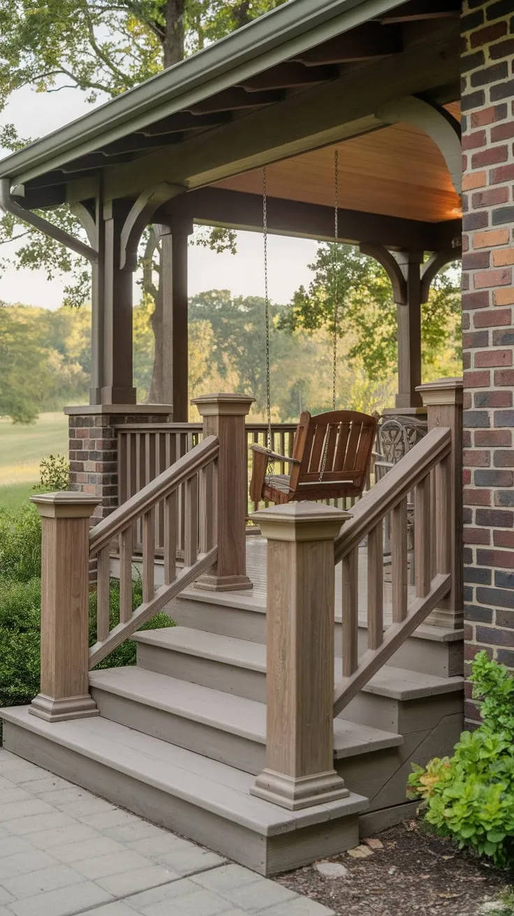 Charming Craftsman Porch with Wooden Railings