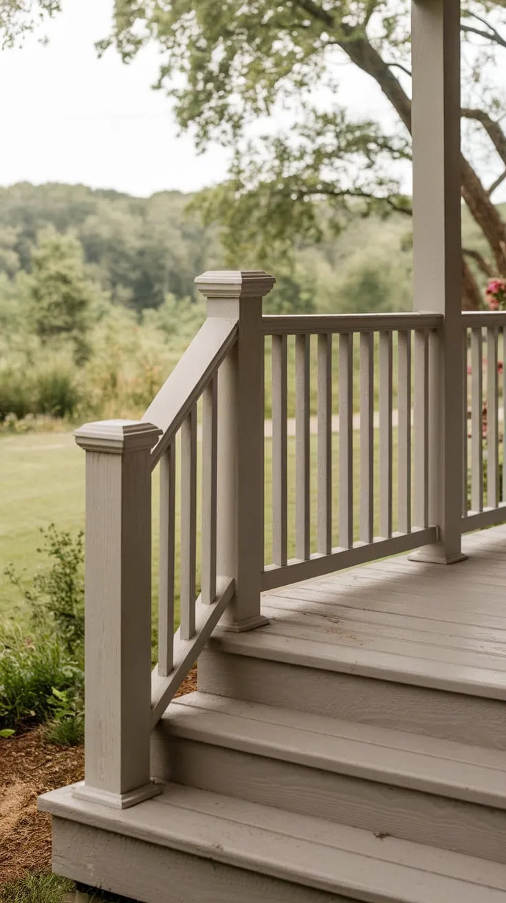 Charming White Wood Railings on a Cozy Front Porch