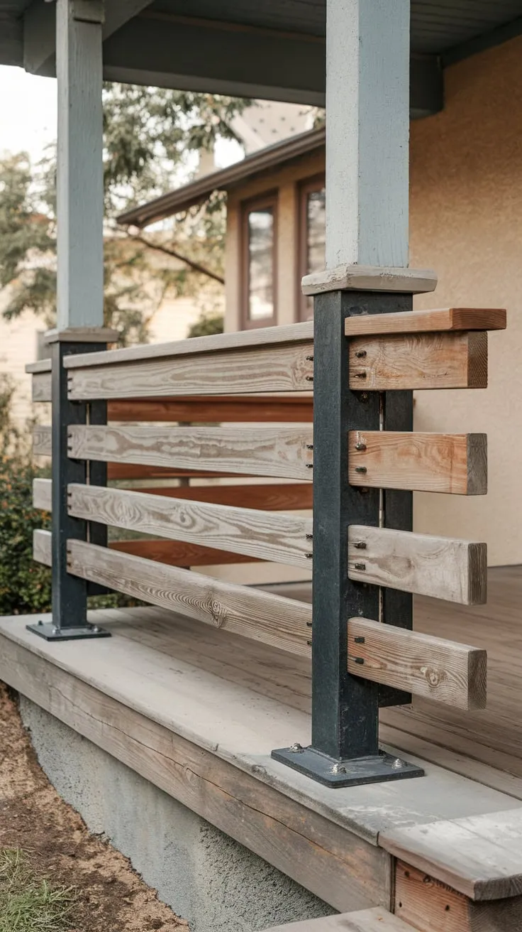 Craftsman Charm: Weathered Wood Railings on a Cozy Front Porch