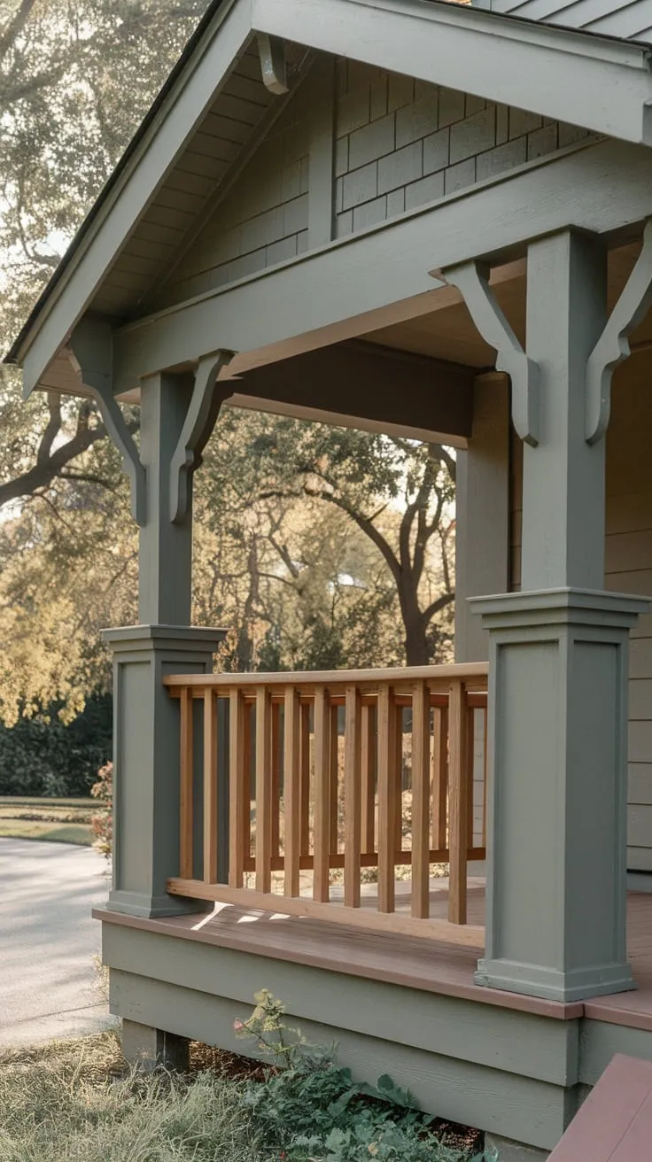 Timeless Wood Railings Enhance This Craftsman-Style Porch