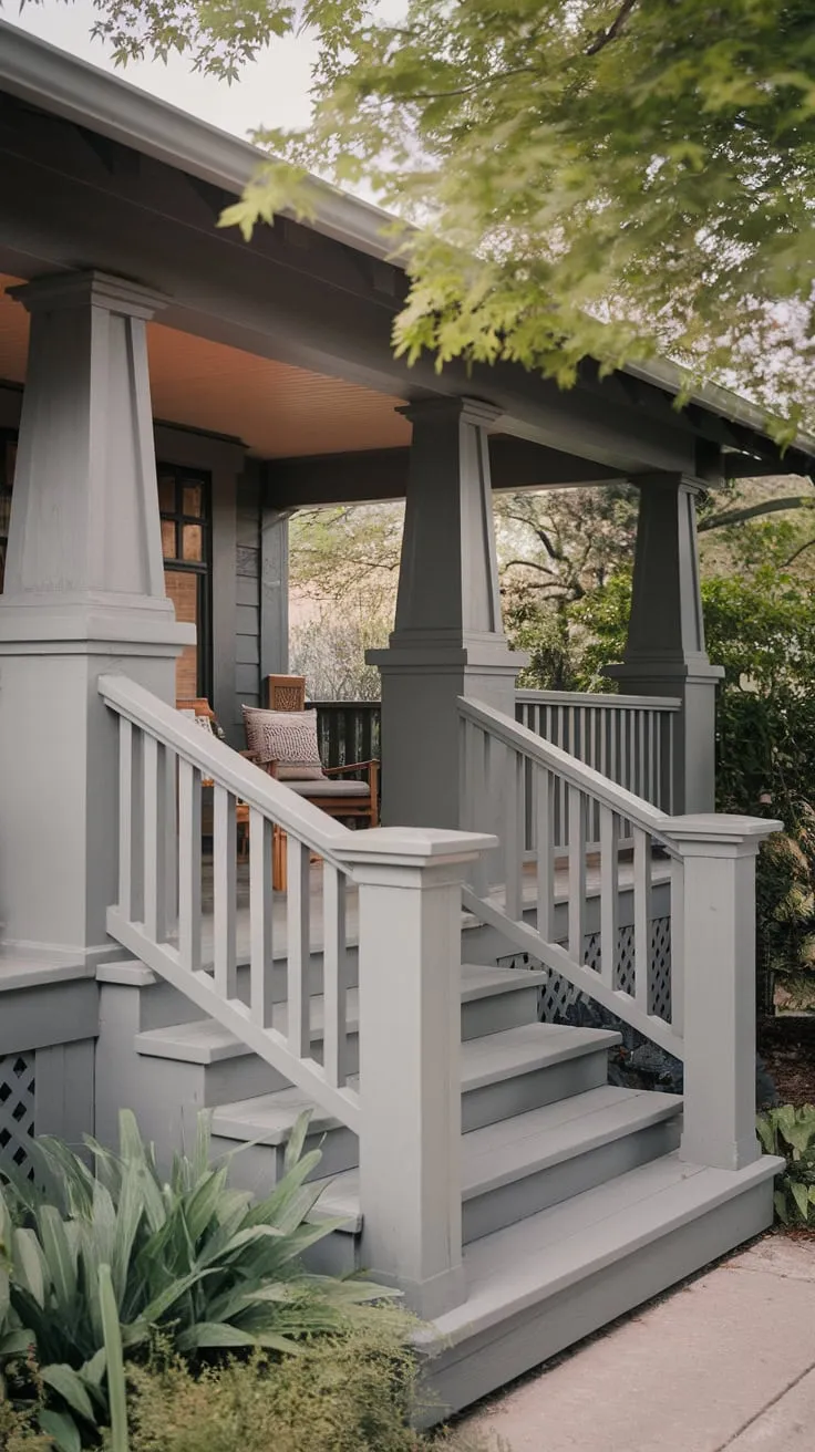 Charming Craftsman Porch with Elegant Wood Railings