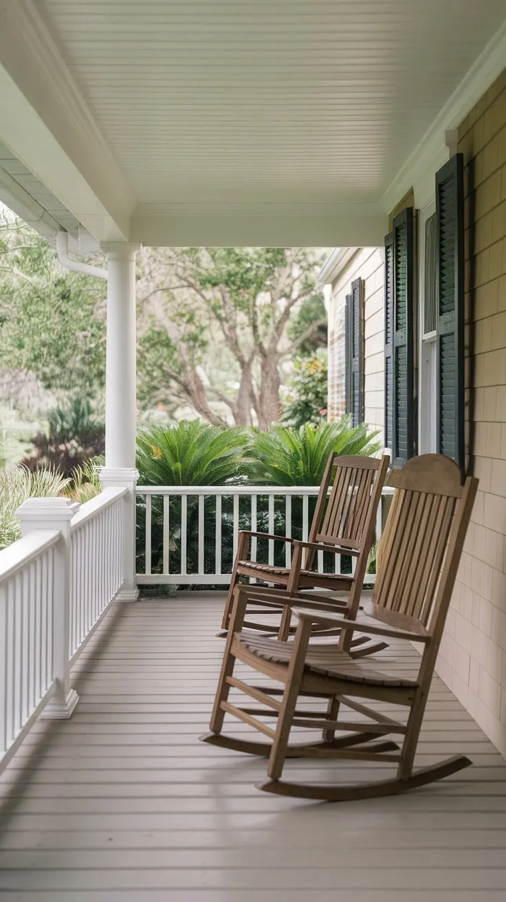 Charming Front Porch with Rocking Chairs