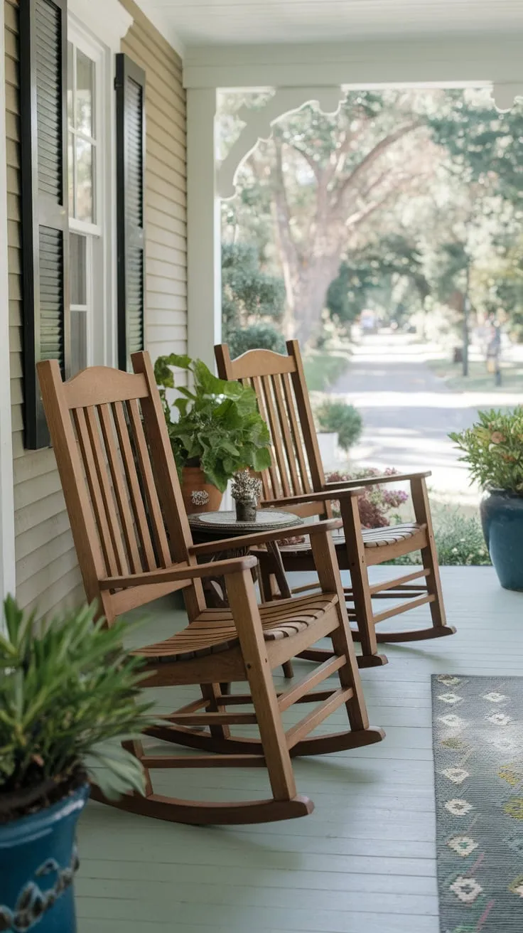 Cozy Rocking Chair Retreat on a Picturesque Porch