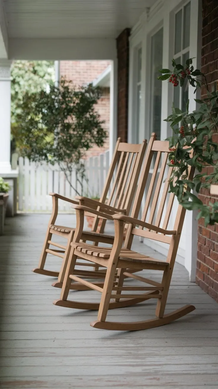 Charming Craftsman Porch with Rocking Chairs and Greenery