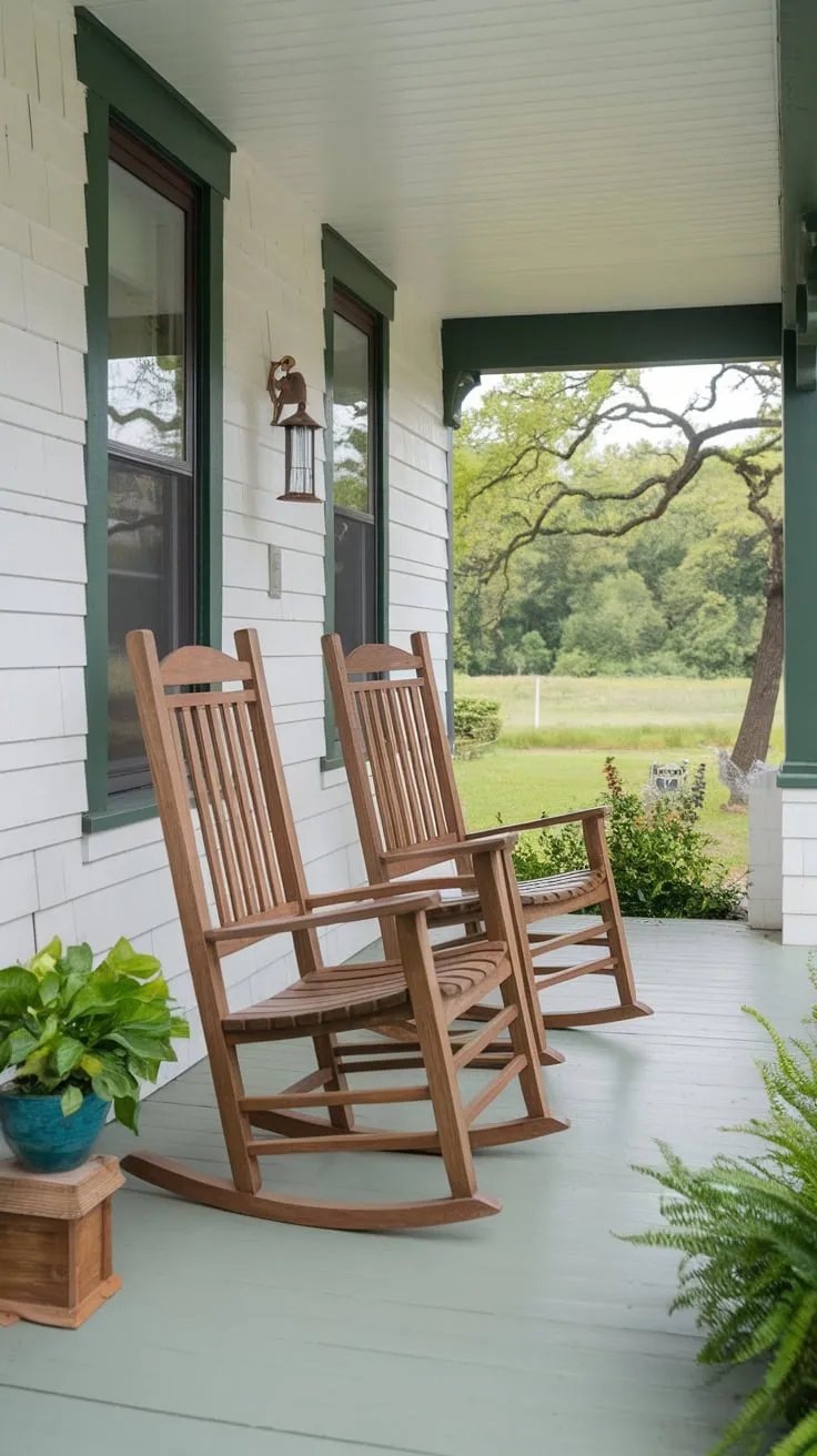 Charming Craftsman Front Porch with Rocking Chairs