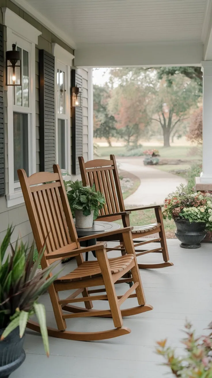 Serene Rocking Chair Retreat on the Front Porch