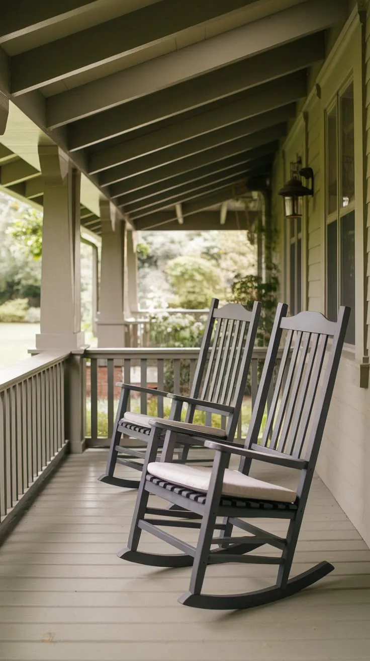 Cozy Rocking Chair Retreat on a Craftsman Porch