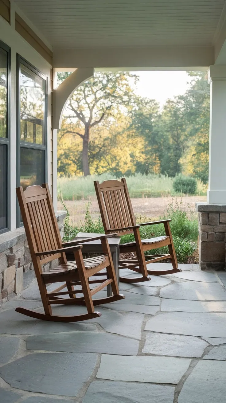 Serene Front Porch Oasis Surrounded by Nature