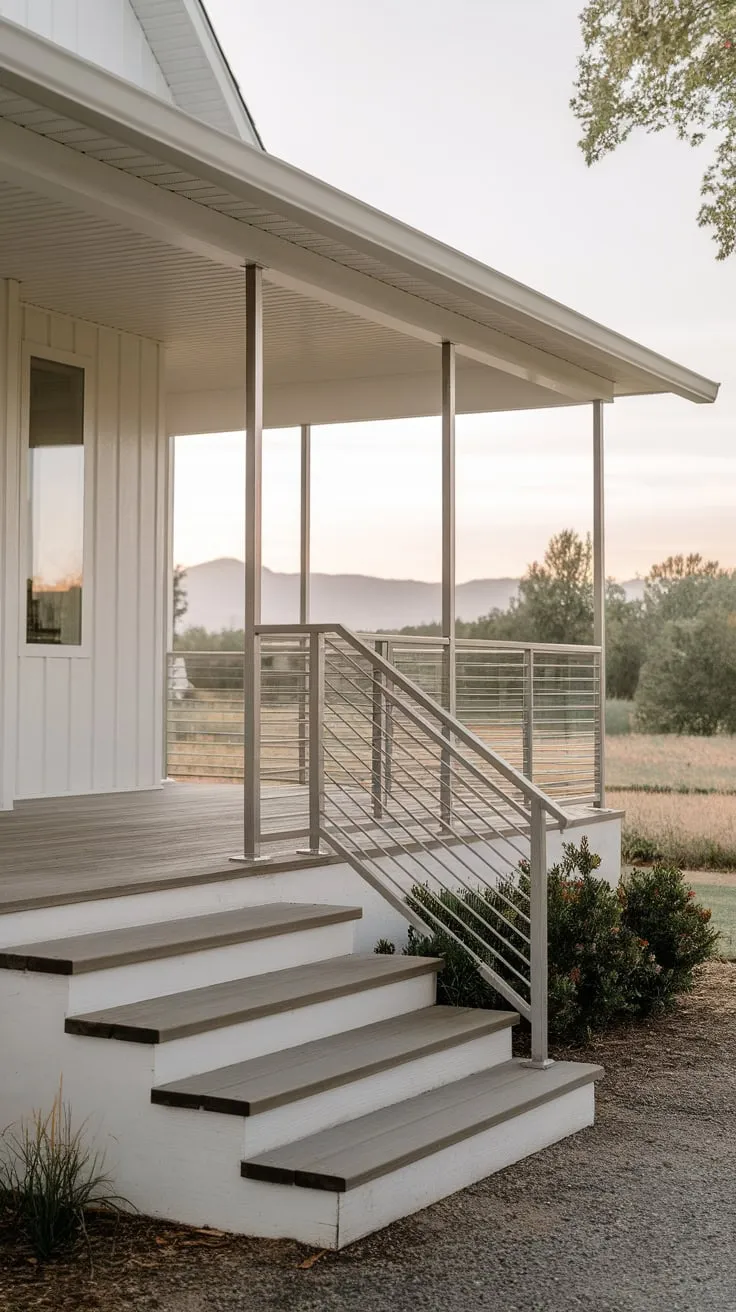 Chic Front Porch Steps in a Modern Farmhouse