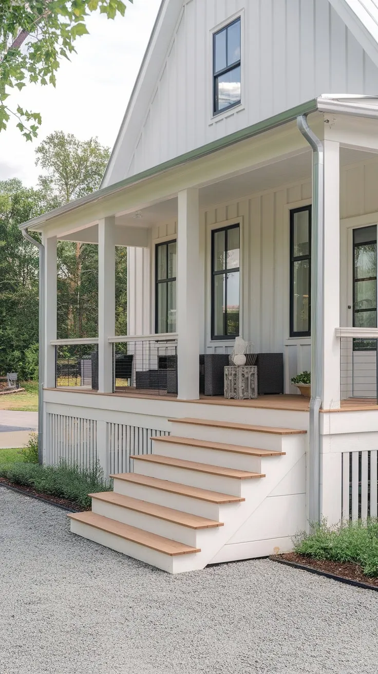 Modern Farmhouse Vibes with Rustic Porch Steps