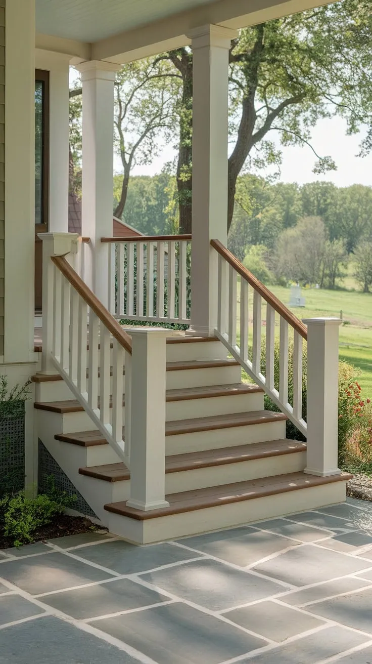 Charming Stone-Floored Front Porch Awaits You