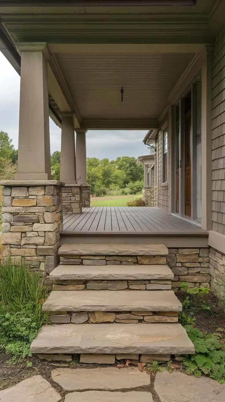 Charming Stone Steps to a Welcoming Porch
