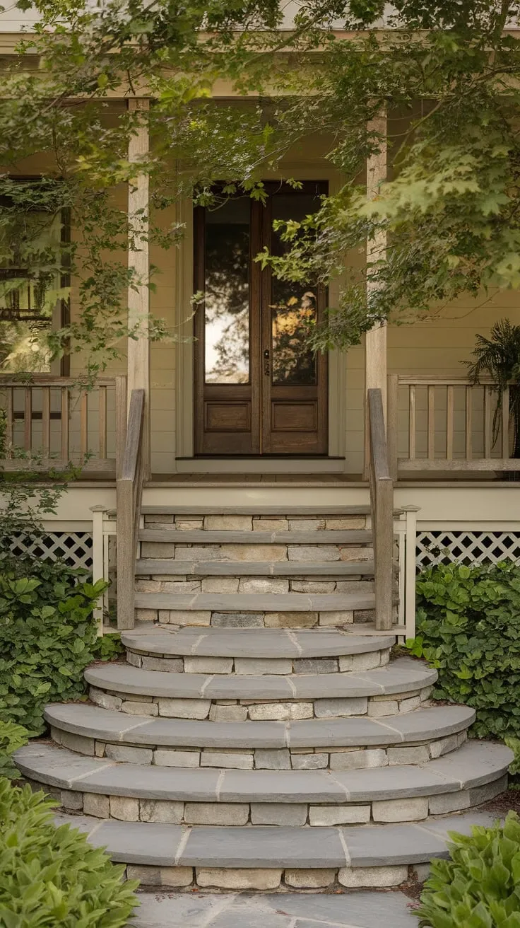 Charming Stone Steps to a Timeless Porch