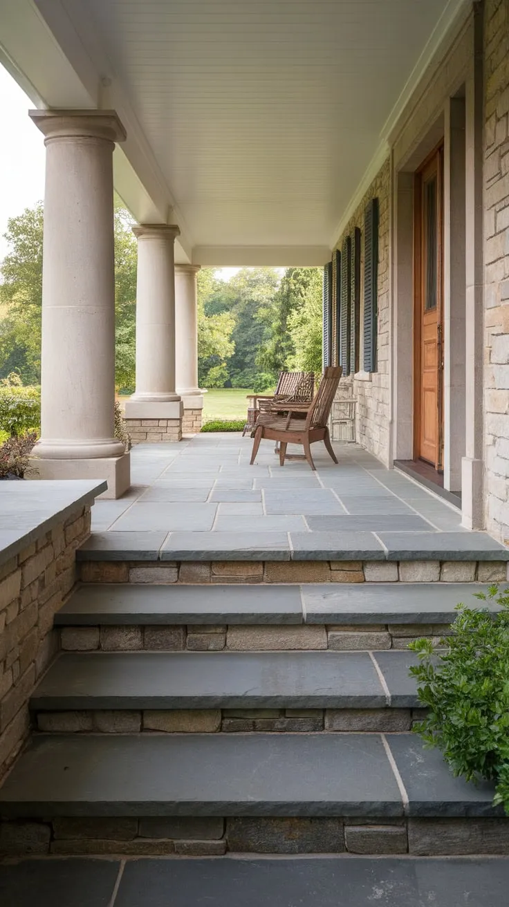 Charming Stone Steps to a Welcoming Porch