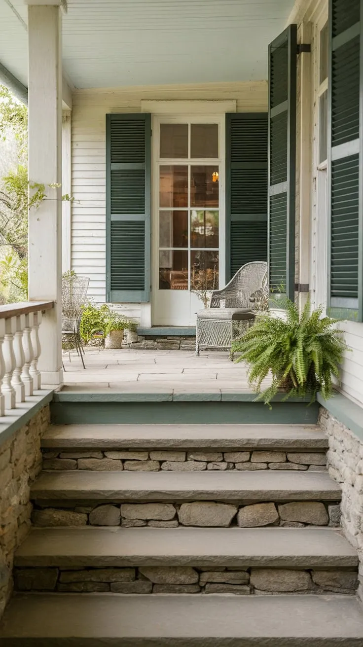 Rustic Stone Porch Welcomes You Home