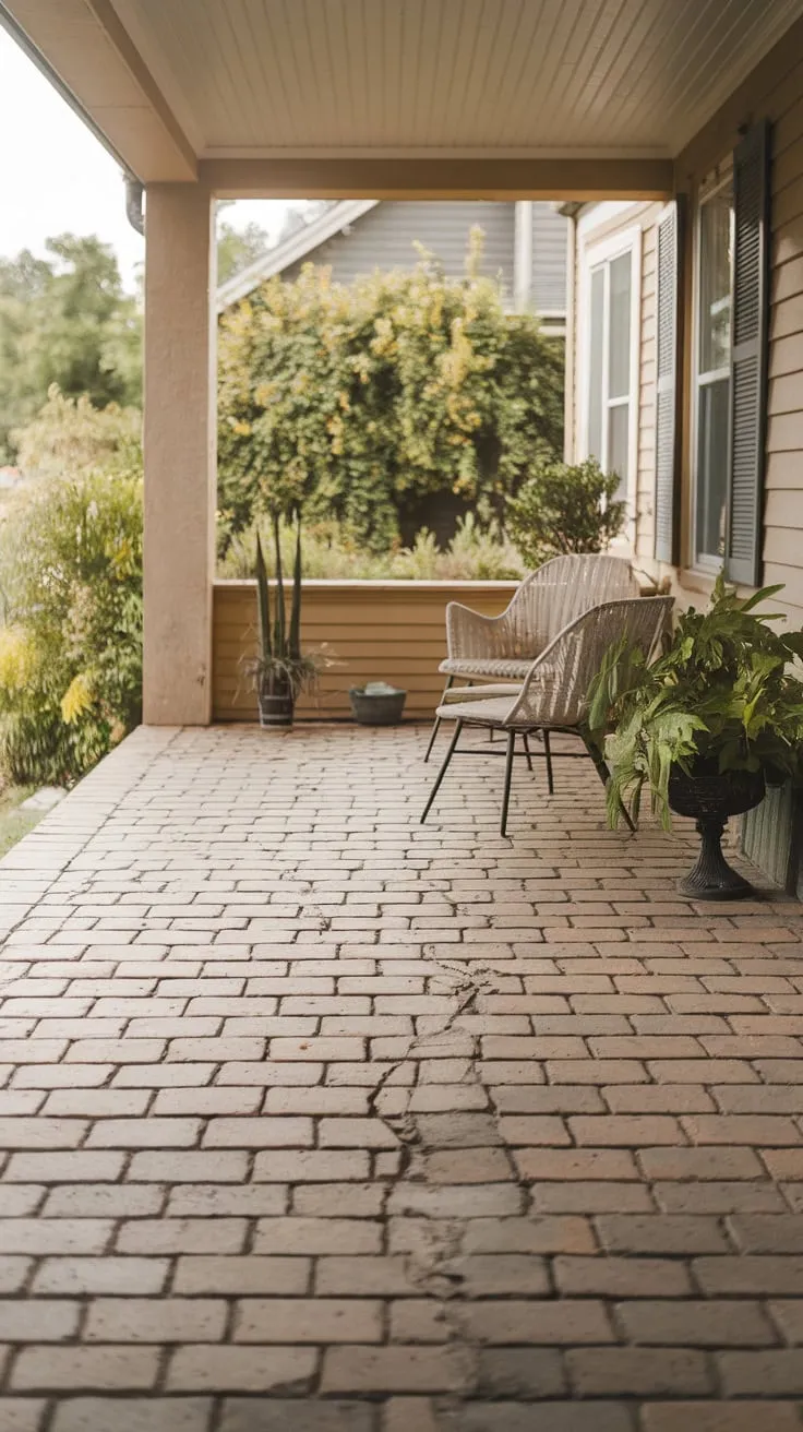 Charming Front Porch with Brick Pavers