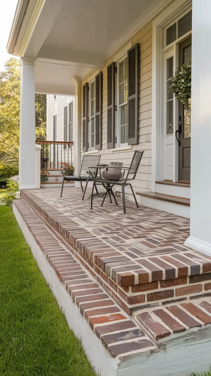 Charming Front Porch with Brick Paver Elegance