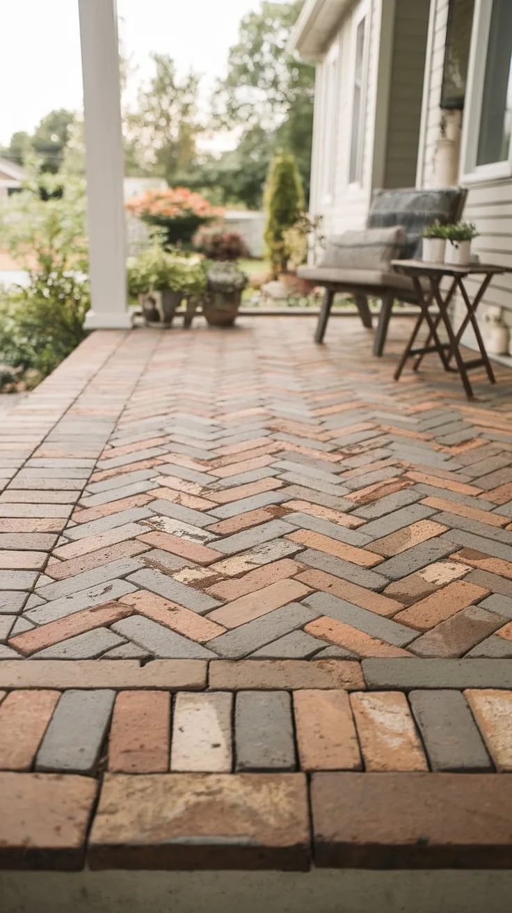 Budget-Friendly Front Porch Transformation with Rustic Brick Tiles