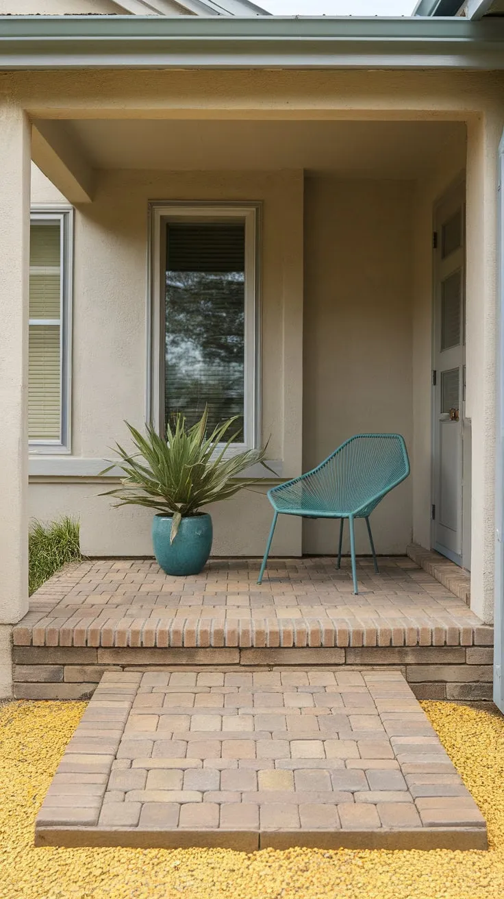Cozy Vibes on a Brick-Paved Porch