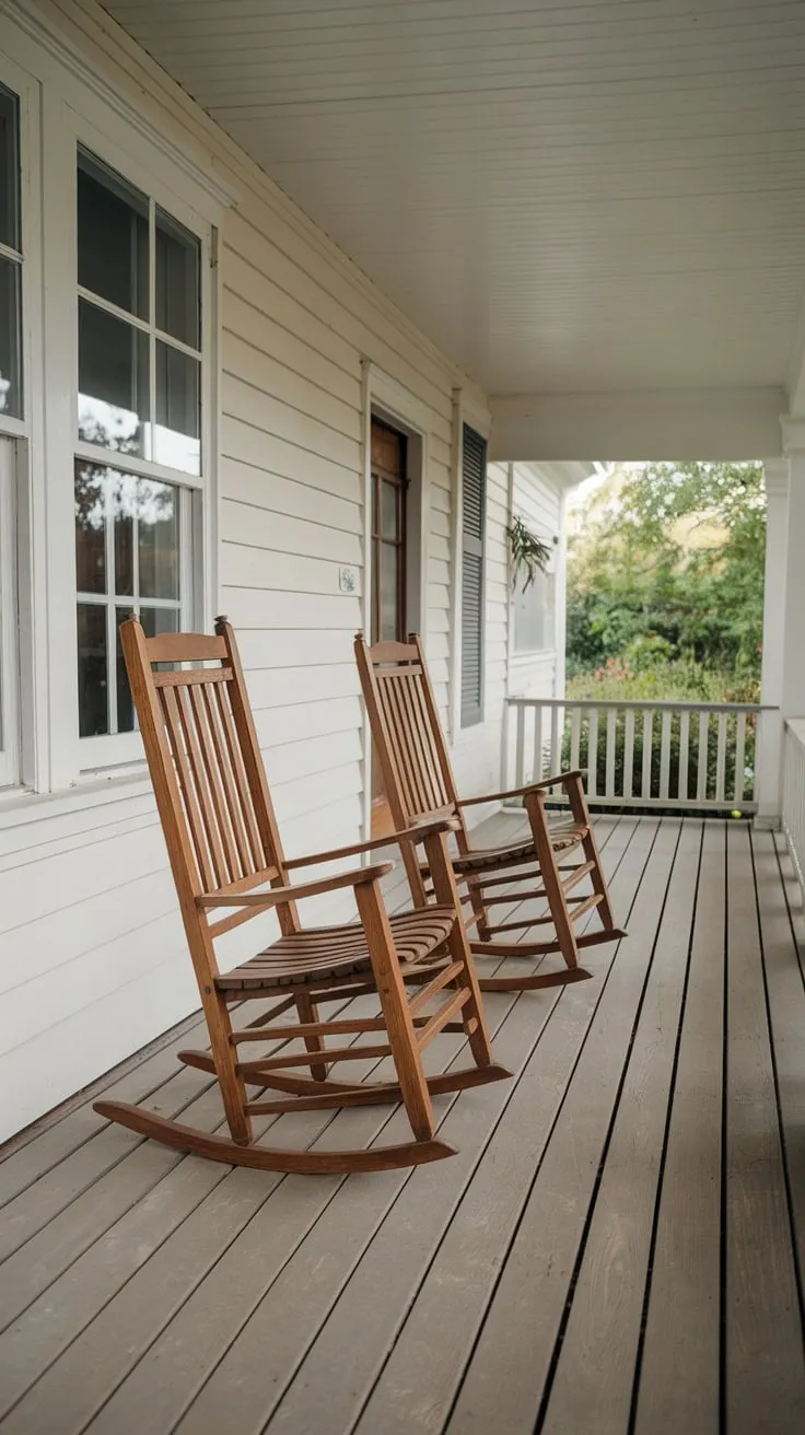 Charming Front Porch with Rocking Chairs