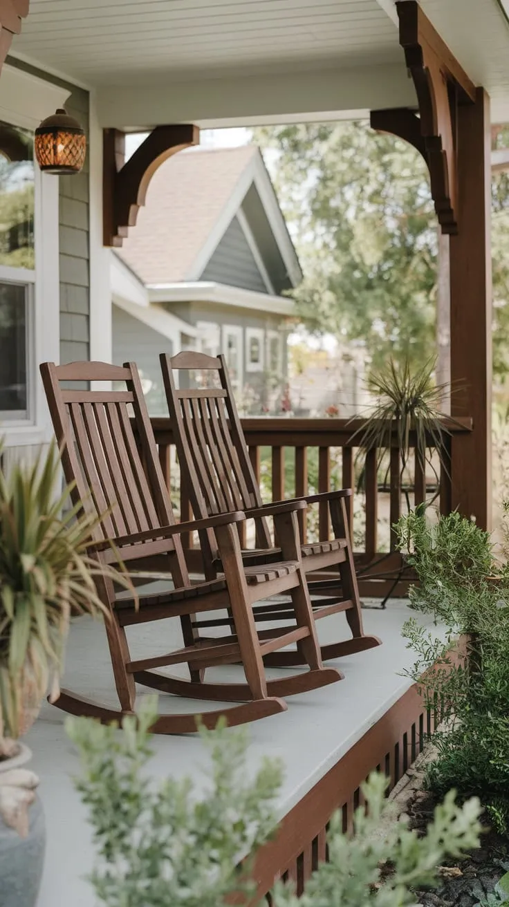 Cozy Front Porch Oasis with Rocking Chairs