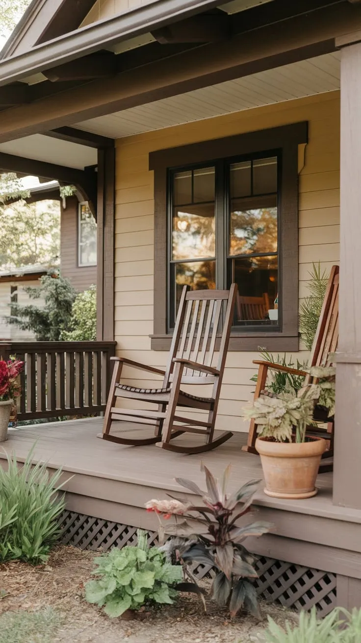 Inviting Front Porch Oasis with Rocking Chairs