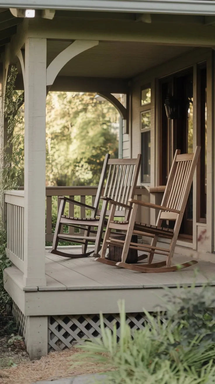 Charming Front Porch with Rocking Chairs