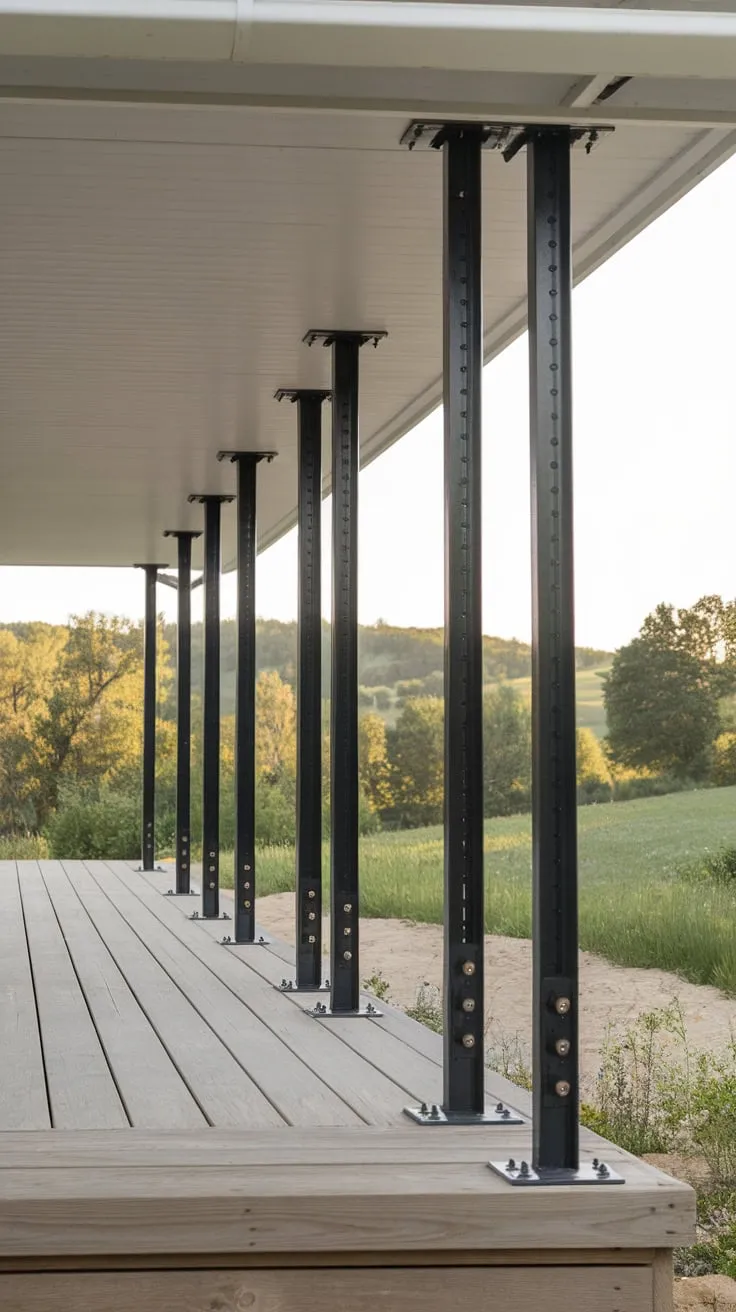 Modern Roofless Porch with Industrial Flair