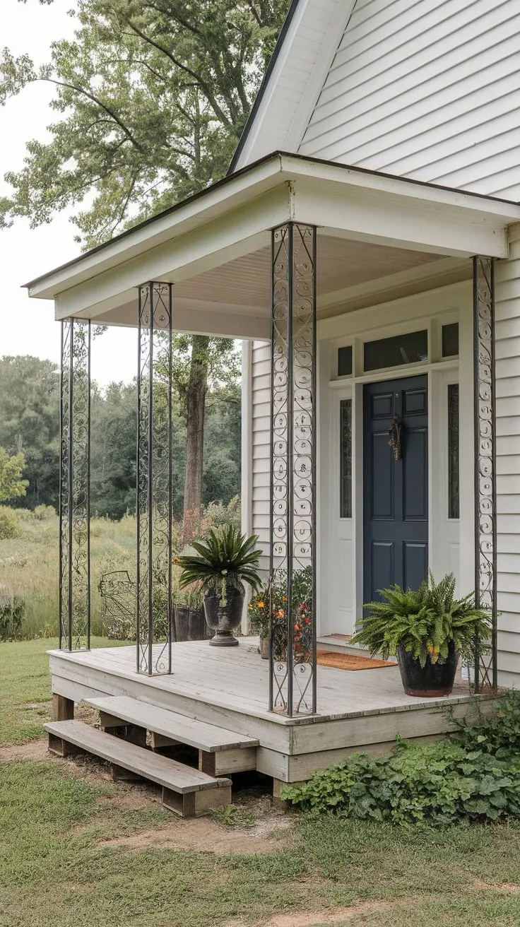 Stylish Porch Escape with Lush Greenery