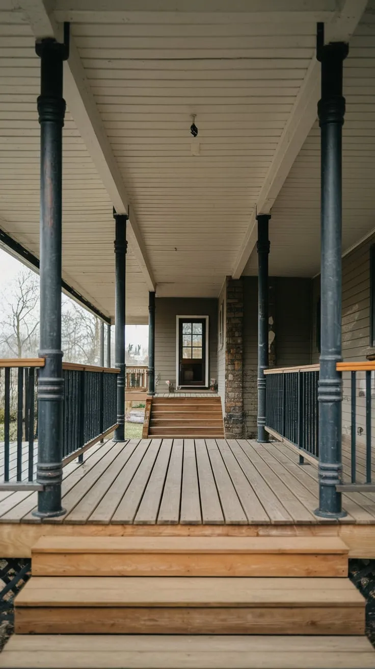 Roofless Charm of a Rustic Front Porch