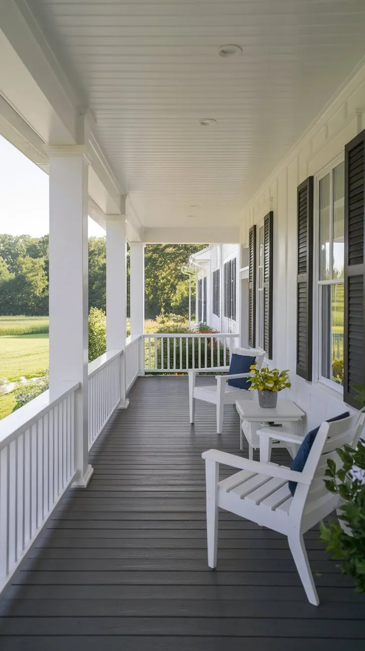 Charming Front Porch of a Modern Farmhouse