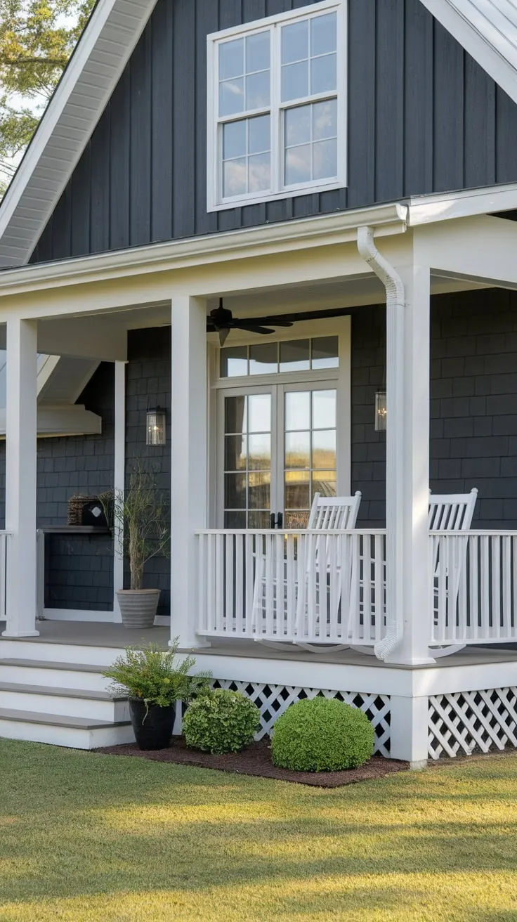 Cozy Front Porch Retreat in a Stylish Farmhouse