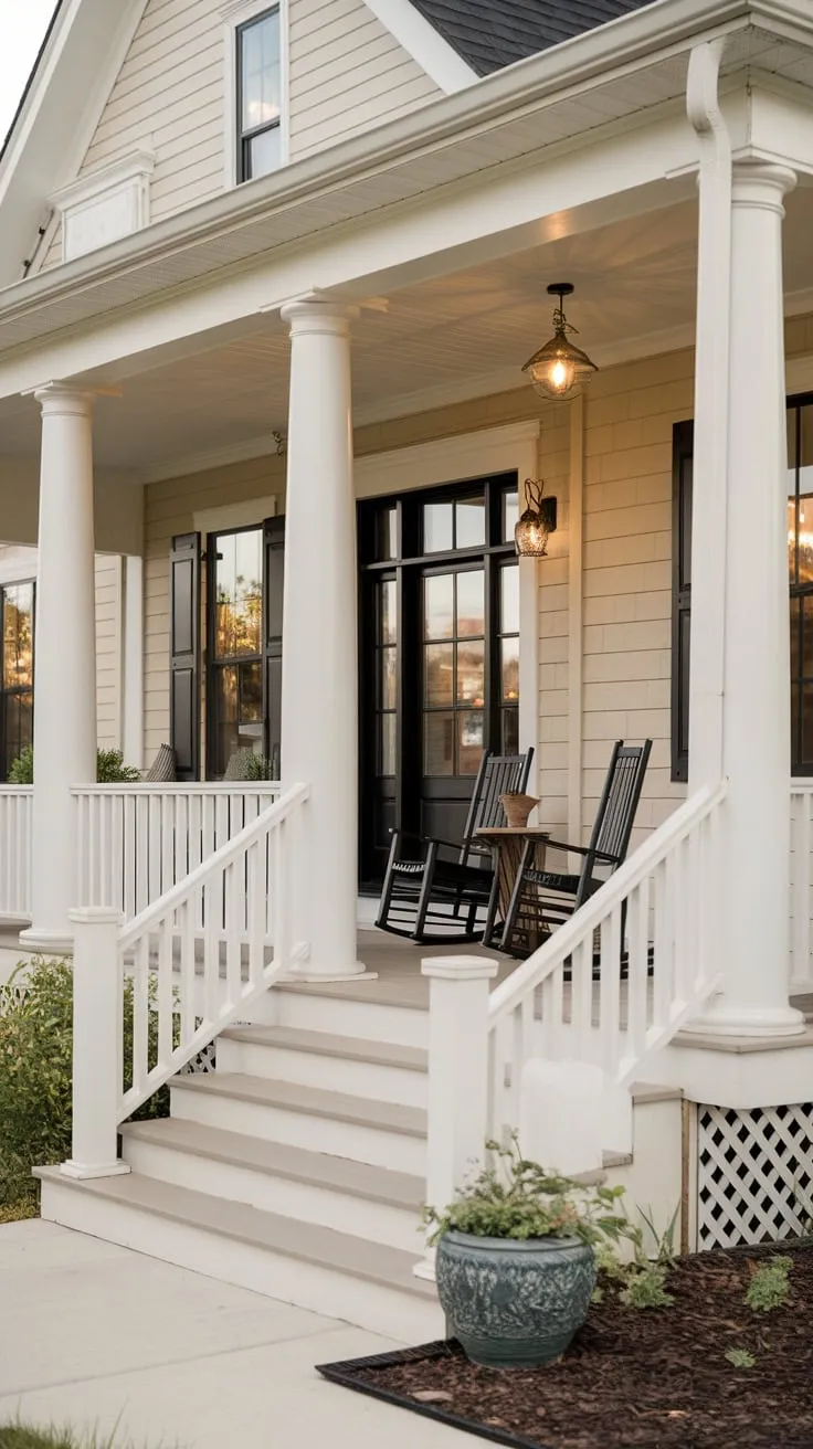 Charming Modern Farmhouse Porch with Rocking Chairs