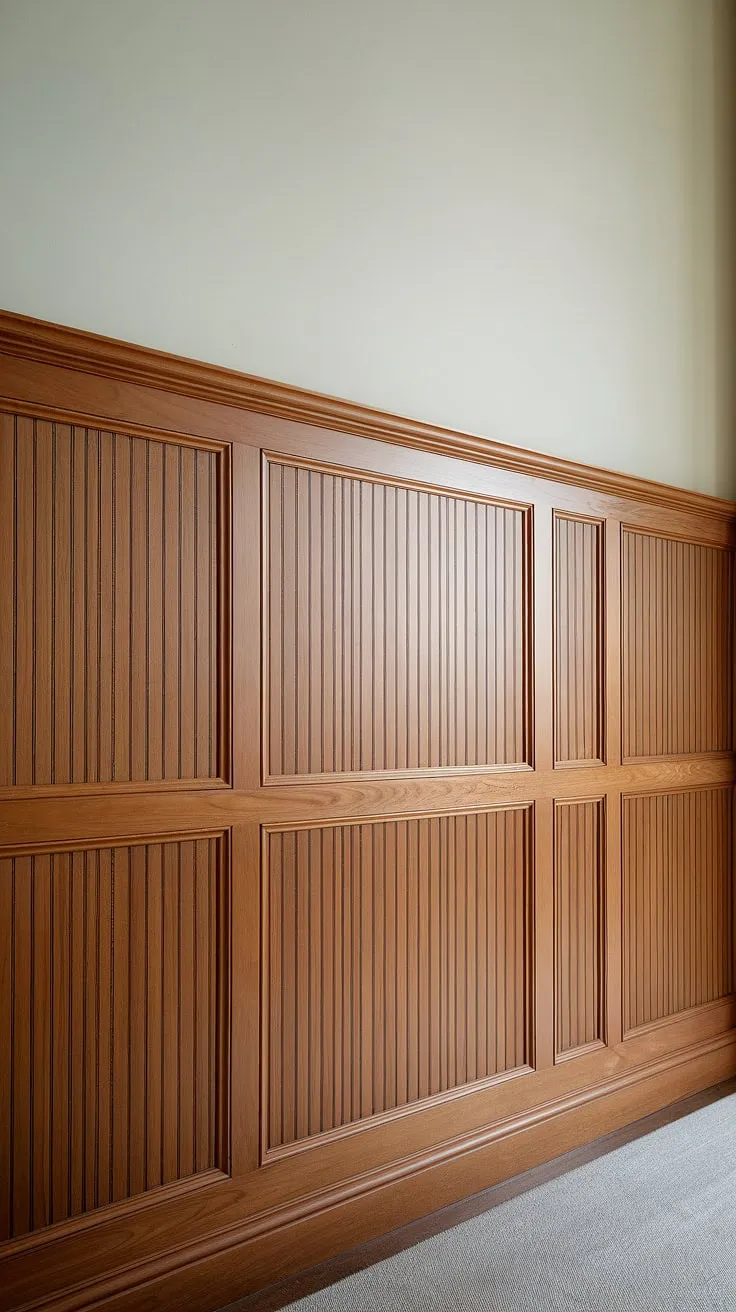 This full wall wainscoting transforms the living room, showcasing stunning wainscoting designs that reach the high ceiling.  From wainscoting ideas for living rooms to wainscoting for entryways, this installation proves the versatility of wainscoting.  While it evokes the elegance of Victorian wainscoting, its clean lines also hint at Art Deco wainscoting.  Consider this a masterclass in wainscoting trim, far beyond the typical half panel wainscoting or even wainscoting wallpaper.  The impact on this space, especially with its high ceiling wainscoting, is undeniable.  Perfect inspiration for hallway wainscoting too!