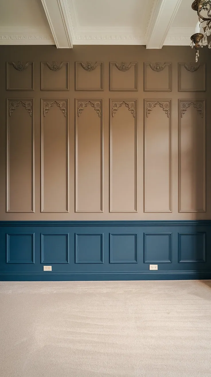 This living room's dramatic high ceilings are beautifully complemented by the intricate Victorian wainscoting, a stunning example of wainscoting for living rooms.  The full wall wainscoting, with its raised and recessed panels and exquisite wainscoting trim, offers endless wainscoting ideas and wainscoting designs.  Consider this inspiration for your own home, whether you're looking at half panel wainscoting, hallway wainscoting, or wainscoting for entryways.  While this showcases Victorian wainscoting, the possibilities extend to art deco wainscoting and beyond – even incorporating wainscoting wallpaper for a unique touch.