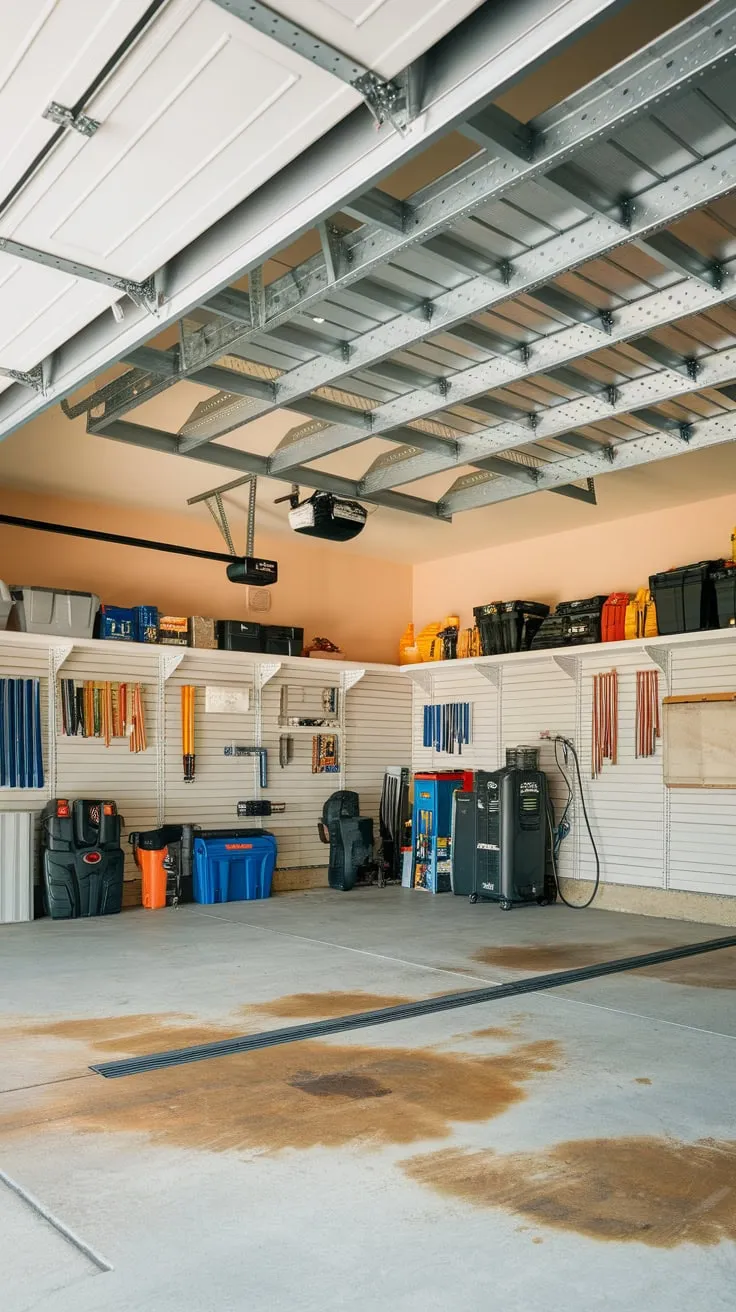 Maximize your garage space and effortlessly access stored items with a retractable ceiling storage system.