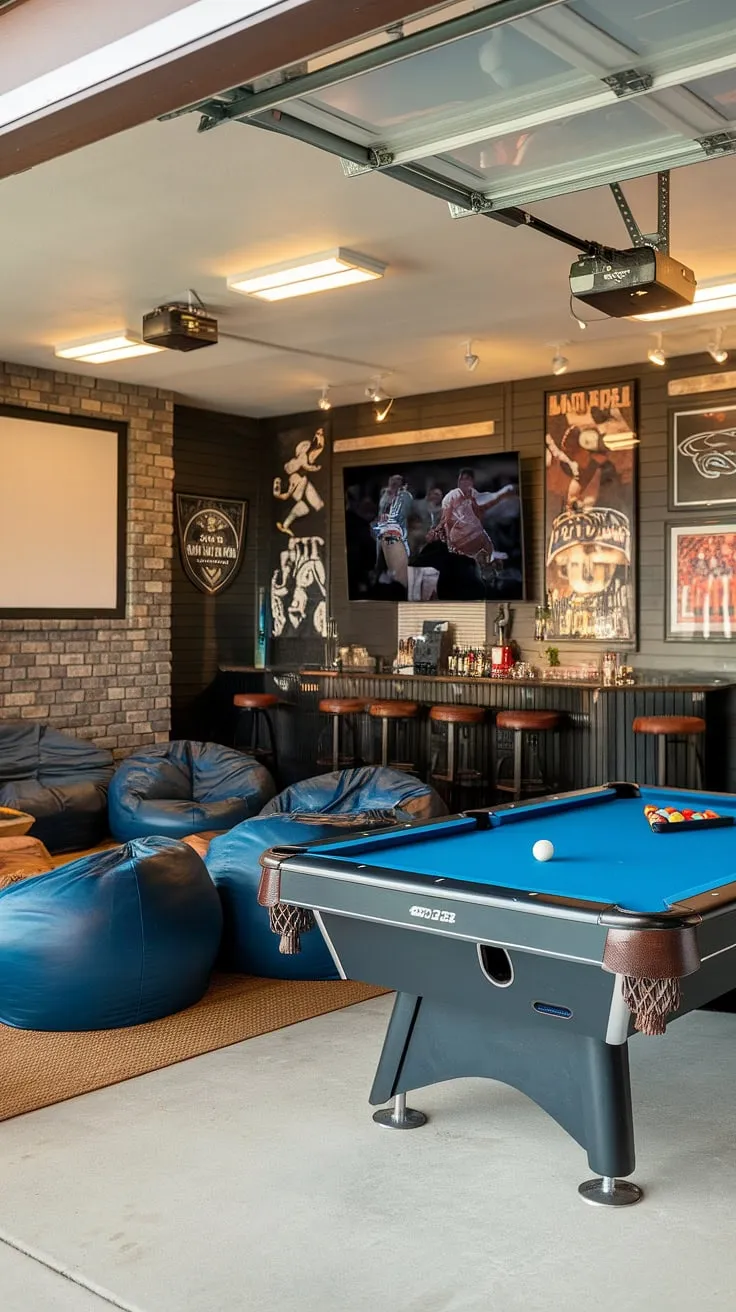 This garage game room is the ultimate man cave in garage, showcasing incredible garage design and brimming with cool man cave ideas. From the gaming stations and pool table to the cozy lounge area, it's a haven for relaxation and entertainment.  This garage conversion games room offers endless hobby room ideas, proving that a little imagination can transform a garage into a spectacular gaming garage.