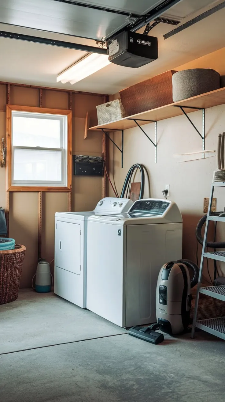Beige walls and a concrete floor complete this efficient, functional space.