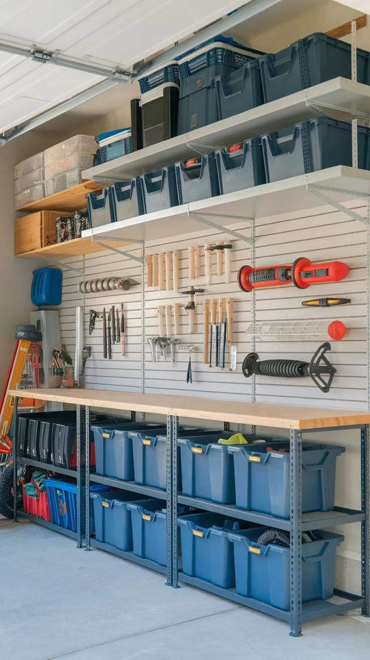 Maximize your garage space with a DIY organization system featuring versatile storage solutions for tools, equipment, and more.