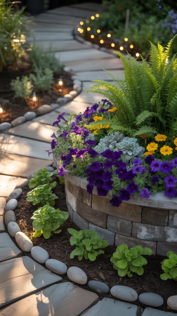 Tiered Blooms on a Winding Golden Path