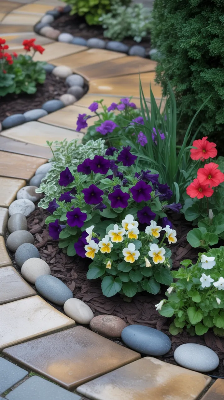 Winding Stone Path Through a Symphony of Blooms