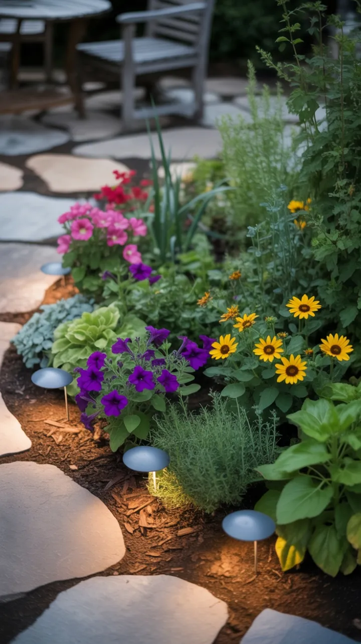 Luminous Garden Sanctuary of Sunflowers and Petunias
