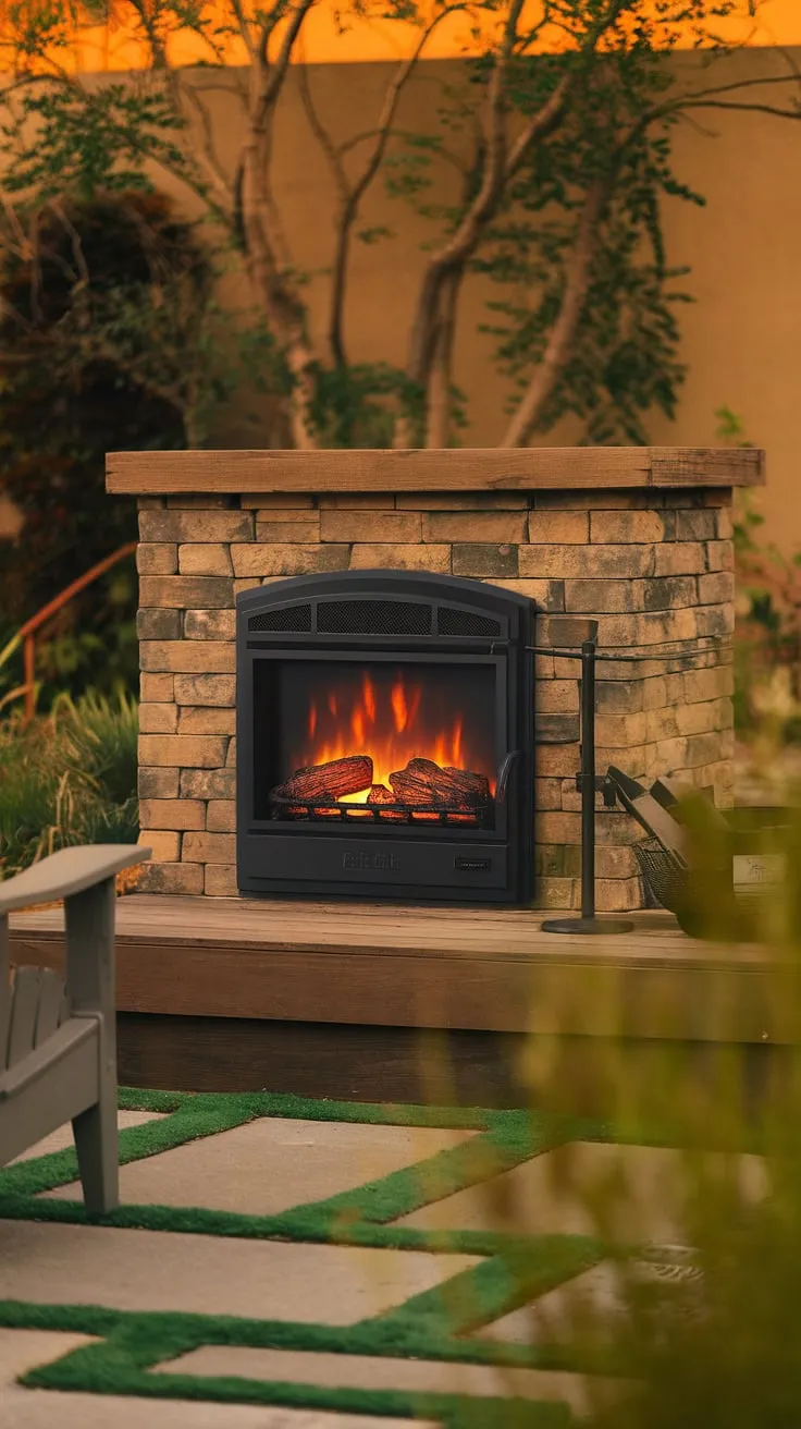 Transform your outdoor living space into a haven of warmth and comfort with this electric outdoor fireplace.  Perfect for smaller yards, this small backyard fireplace and patio fireplace offers the ambiance of a traditional outdoor fire pit or outdoor chimenea, making it an ideal small space fireplace and garden fireplace solution.  Enjoy the inviting glow as you unwind in your own private oasis.