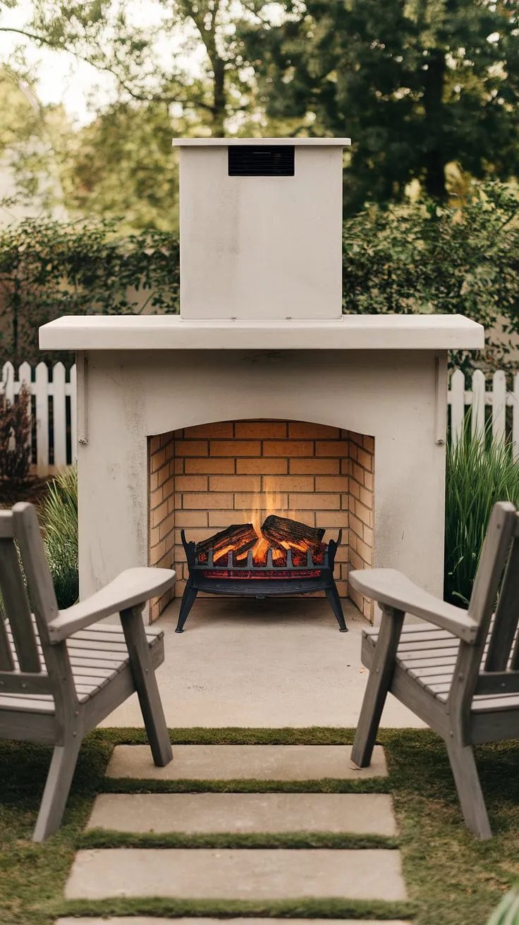 Transform your small backyard into an inviting outdoor living space with this stylish electric outdoor fireplace.  The perfect small space fireplace, this garden fireplace offers cozy warmth without the hassle of wood.  Enjoy the ambiance of an outdoor fire pit or outdoor chimenea, all within your patio fireplace setup.