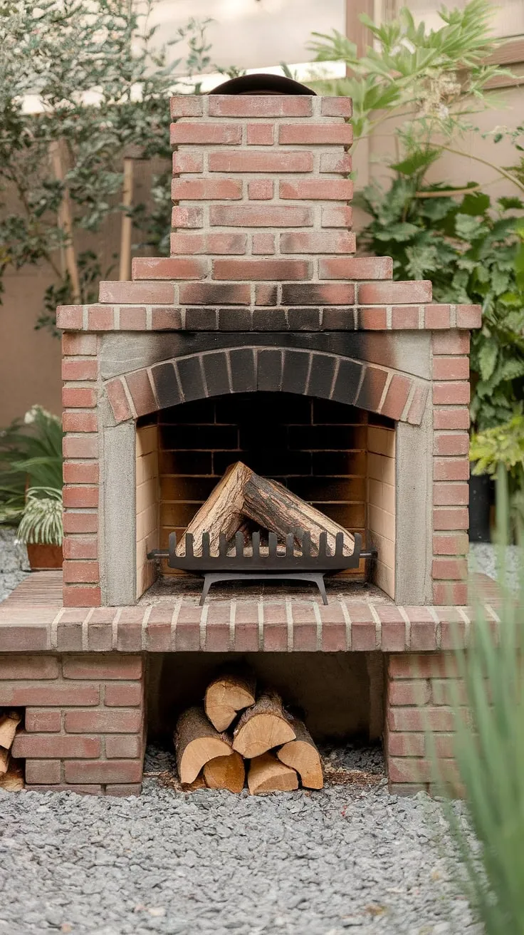 Imagine crisp evenings spent by this inviting yard fireplace.  This small backyard fireplace, perfect for creating an intimate outdoor living space, offers the warmth of an outdoor fireplace without overwhelming your small space.  The electric outdoor fireplace option would be a great addition, but this traditional design is equally captivating.  This patio fireplace, with its beautiful brickwork and functional metal grate, is the heart of any outdoor fire pit area.