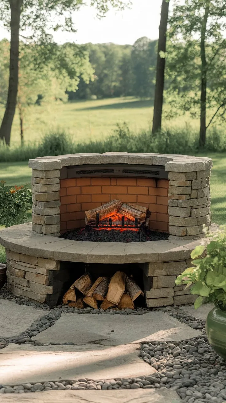 This electric outdoor fireplace is the perfect addition to your outdoor living space, creating a warm and inviting atmosphere.  Whether you're enjoying a quiet evening or entertaining guests, this small backyard fireplace, also ideal as a patio fireplace or garden fireplace, provides a stunning focal point. Its compact design makes it perfect for a small space fireplace, while still offering the ambiance of a larger outdoor fire pit or outdoor chimenea.