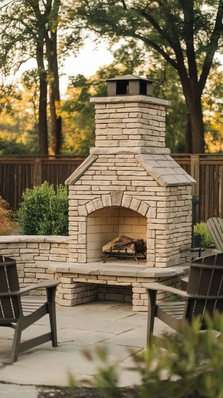 Imagine crisp autumn evenings spent beside this charming yard fireplace. This garden fireplace, a delightful outdoor fire pit, creates the perfect ambiance for relaxation and conversation in your outdoor living space.  Its compact design makes it ideal for smaller gardens, proving that even a small backyard fireplace can offer immense warmth and character.  The stone construction and raised platform elevate this patio fireplace beyond a simple fire pit, creating a truly special outdoor chimenea.
